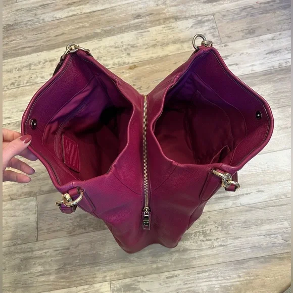 Coach Madison Pheobe Shoulder Bag in Pebbled Cranberry/Raspberry Leather - Picture 8 of 16